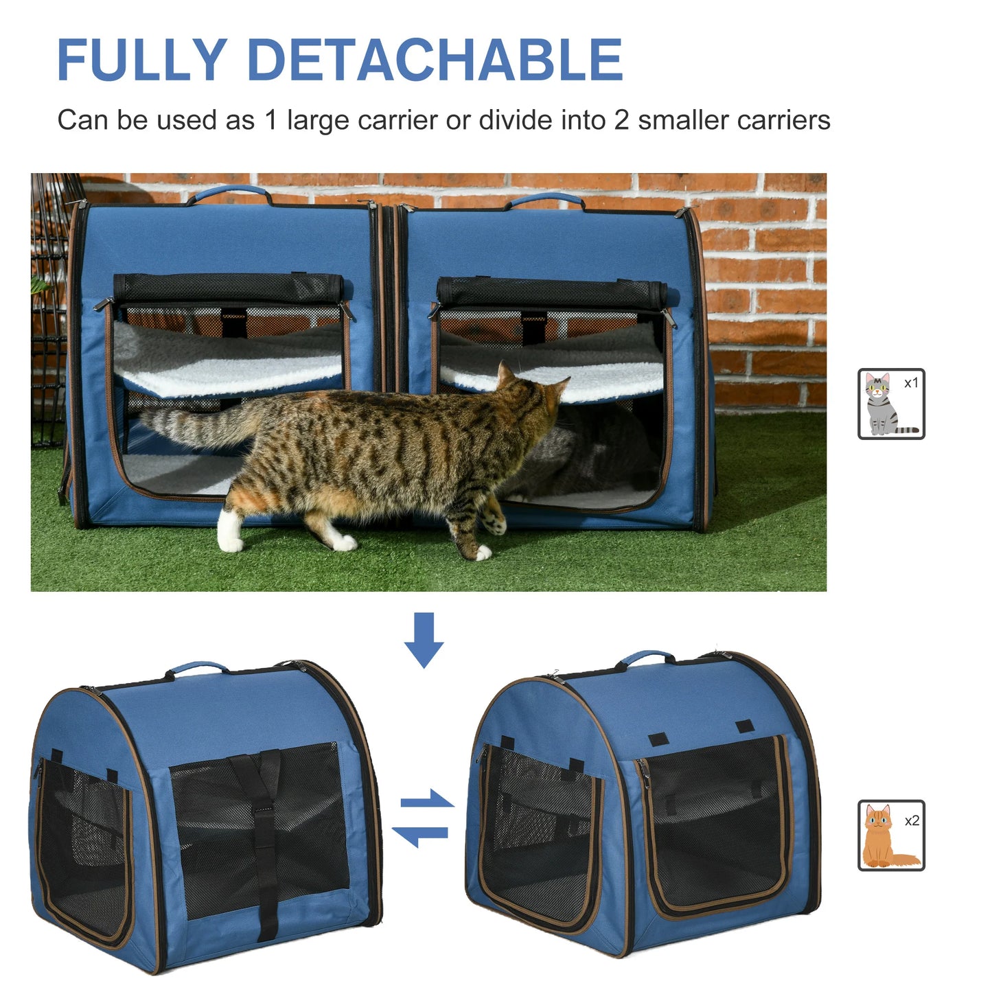 Portable Double-Compartment Soft-Sided Pet Cage