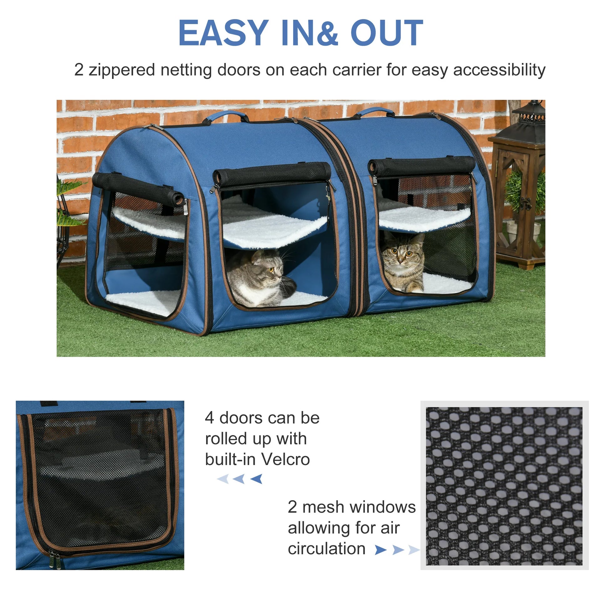 Portable Double-Compartment Soft-Sided Pet Cage
