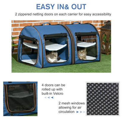 Portable Double-Compartment Soft-Sided Pet Cage