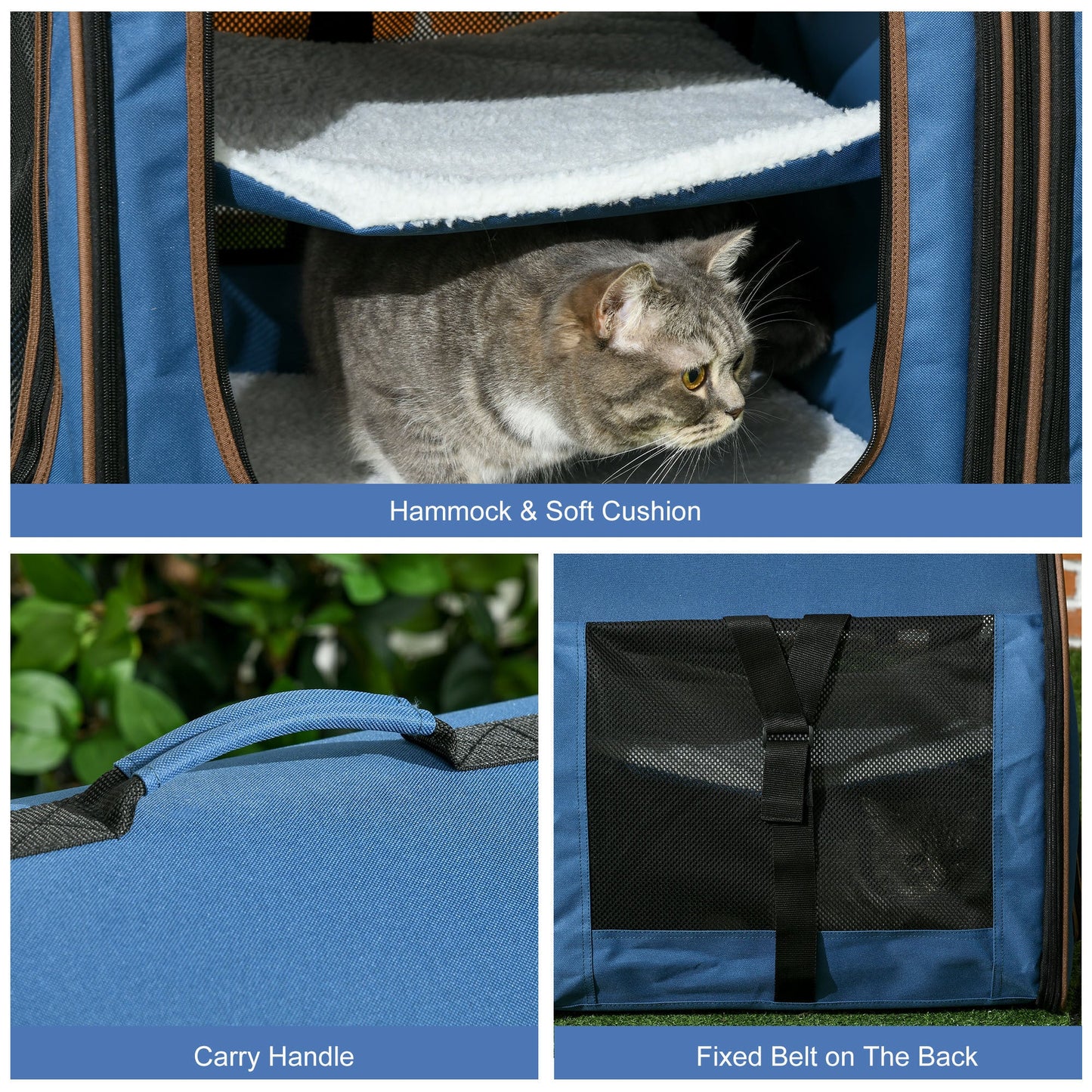 Portable Double-Compartment Soft-Sided Pet Cage