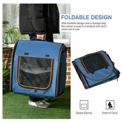 Portable Double-Compartment Soft-Sided Pet Cage